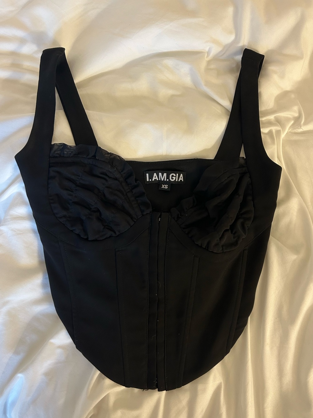 I.AM.GIA Black Ruched Bustier Camisole
